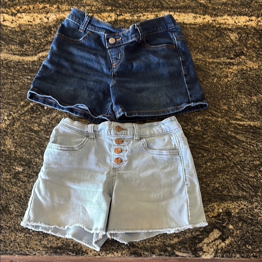 Girls Stylish Denim Shorts Set - Blue and Light Blue 7/8